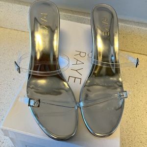 RAYE CLEAR AND SILVER SANDALS